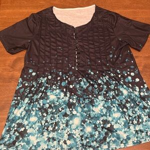 Black with blue patterns blouse